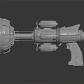 Futuristic Sci Fi Weapon With Detailed Mechanical Gear Structure And Grip Handle 3d model