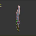 Fantasy Glowing Sword with Blue Purple Light and Decorative Hilt Design