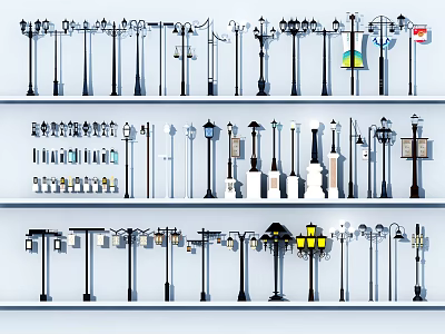 Outdoor Garden Lights Various Modern Classic Designs for Patio Courtyard Decor 3d model