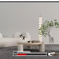 Modern Sofa Coffee Table Combination Curved Sofa Single Sofa Floor Lamp 3d model