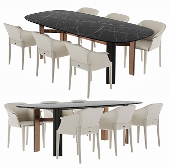 Dining table and chair combination 3d model