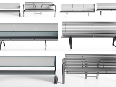 Modern Landscape Seats With Metal Frame And Sleek Bench Design For Outdoor Use 3d model