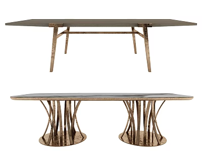 Modern Elegant Dining Tables With Unique Metal Bases And Stylish Tabletops 3d model