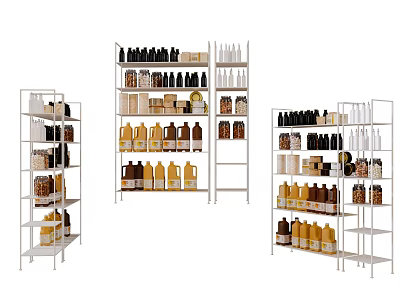 Stylish Retail Display Shelves With Various Bottles Jars And Organized Merchandise 3d model