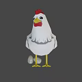 Fresh Gray Eggs Beside White Chicken With Red Comb And Yellow Feet On Purple Background