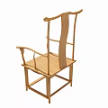 Traditional Chinese Style Wooden Armchair With High Backrest And Curved Armrests