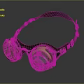 Steampunk Style Leather Goggles With Copper Frames And Green Lenses 3d model