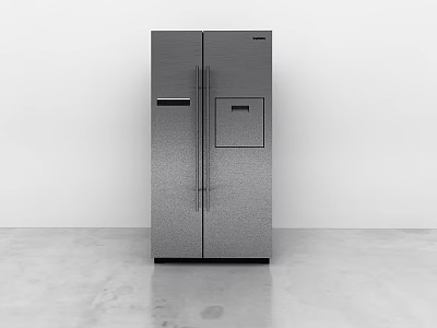 Modern Double Door Gray Refrigerator With Textured Surface And Bottom Freezer Drawer 3d model