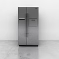 Modern Double Door Gray Refrigerator With Textured Surface And Bottom Freezer Drawer