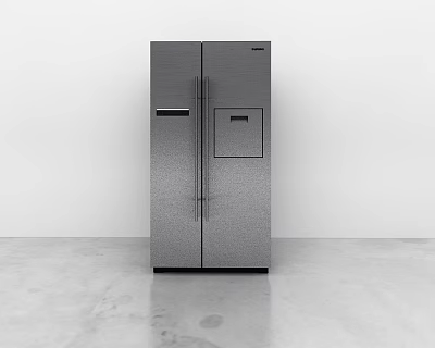 Modern Double Door Gray Refrigerator With Textured Surface And Bottom Freezer Drawer 3d model