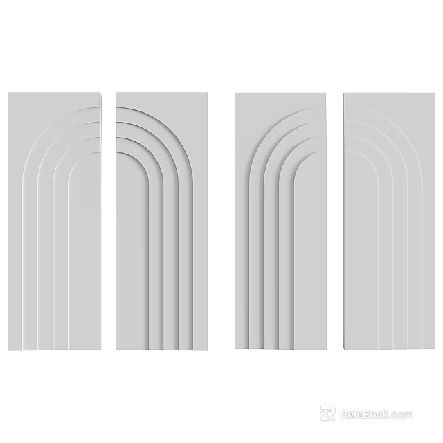 Elegant Gray Wall Panels With Curved Lines For Modern Interior Design 3d model 