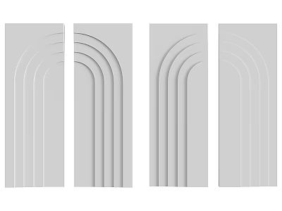Elegant Gray Wall Panels With Curved Lines For Modern Interior Design 3d model