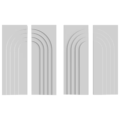 Elegant Gray Wall Panels With Curved Lines For Modern Interior Design 3d model Elegant Gray Wall Panels With Curved Lines For Modern Interior Design 3d model