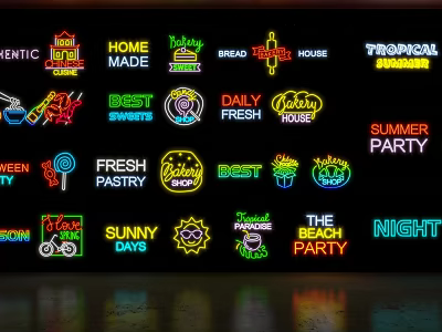 Neon Decorative Lights with Colorful Designs and Various Themes Home Party Beach and Tropical 3d model