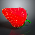 Fresh Ripe Red Strawberry with Yellow Seeds Green Leaves and Stem
