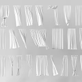 White Curtains In Various Styles Including Pleated Draped And Tied Designs 3d model