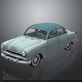 Vintage Classic Car With Light Blue Body Turquoise Roof And Retro Exterior Design