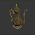 Classic Vintage Copper Teapot With Curved Handle And Golden Decorative Top
