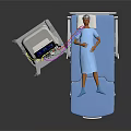 Medical Monitoring Equipment With Display Screen And Hospital Bed Blue Mattress Patient Mannequin