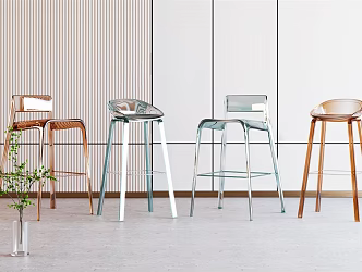 Modern Bar Chair Acrylic Transparent Bar Chair 3d model