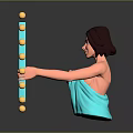 Woman In Blue Towel Adjusting Mirror With Yellow Spherical Decorations And Bulbs
