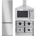 Samsung Stainless Steel Kitchen Appliances With Refrigerator Microwave And Cooktop