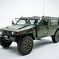 Military Green Off Road Vehicle With Large Tires And Roof Antennas Military Style Design