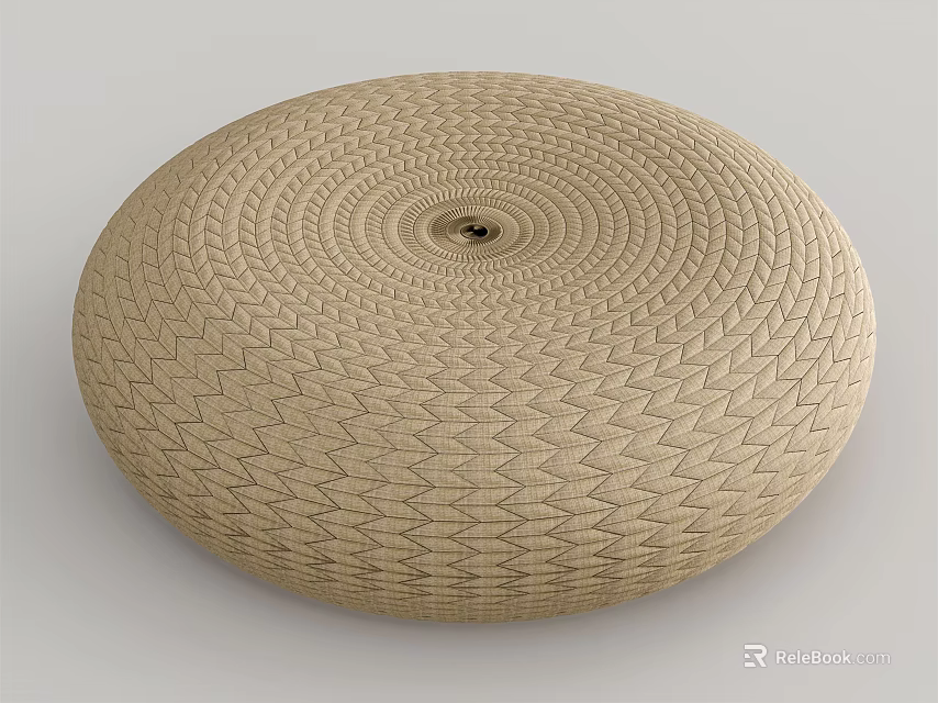 Round Woven Cushion With Circular Intricate Pattern For Home Seating Comfort 3d model 