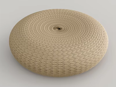 Round Woven Cushion With Circular Intricate Pattern For Home Seating Comfort 3d model