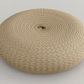 Round Woven Cushion With Circular Intricate Pattern For Home Seating Comfort 3d model
