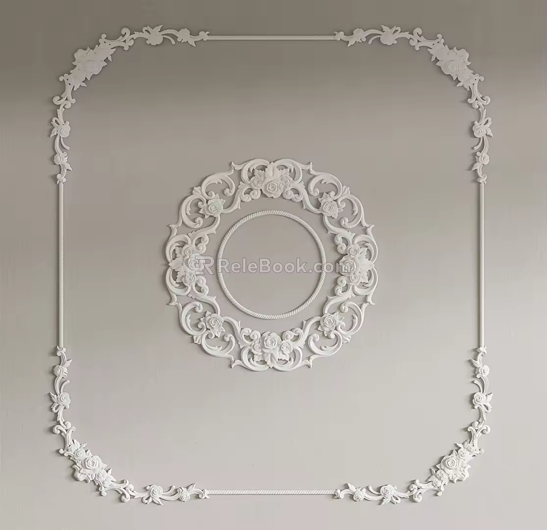 European-style carved plaster 3d model