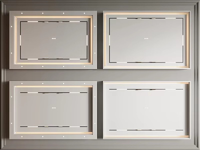 Modern Slim Design Ceiling Lights With Square Frame And LED Light Strips 3d model