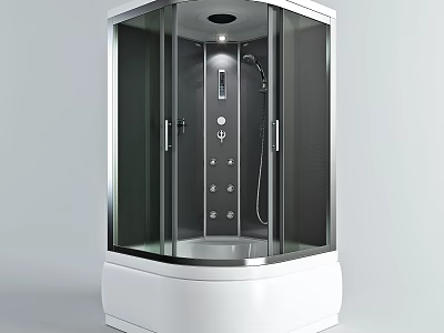 Modern Shower Enclosure With Glass Doors Metal Frame And Shower System 3d model