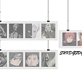 Multiple Anime Character Photo Wall With Hanging Picture Frames And Portrait Decor 3d model