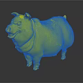 Cute 3D Cartoon Pig Character With Black White Body And Pink Hooves