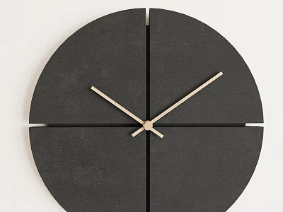 Minimalist Modern Black Round Clock With Golden Hands And Black Dividing Lines 3d model