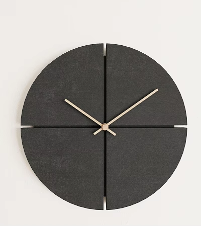 Minimalist Modern Black Round Clock With Golden Hands And Black Dividing Lines 3d model