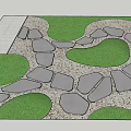 Garden Stepping Stones Path Design With Grass Patches And Gravel Surroundings