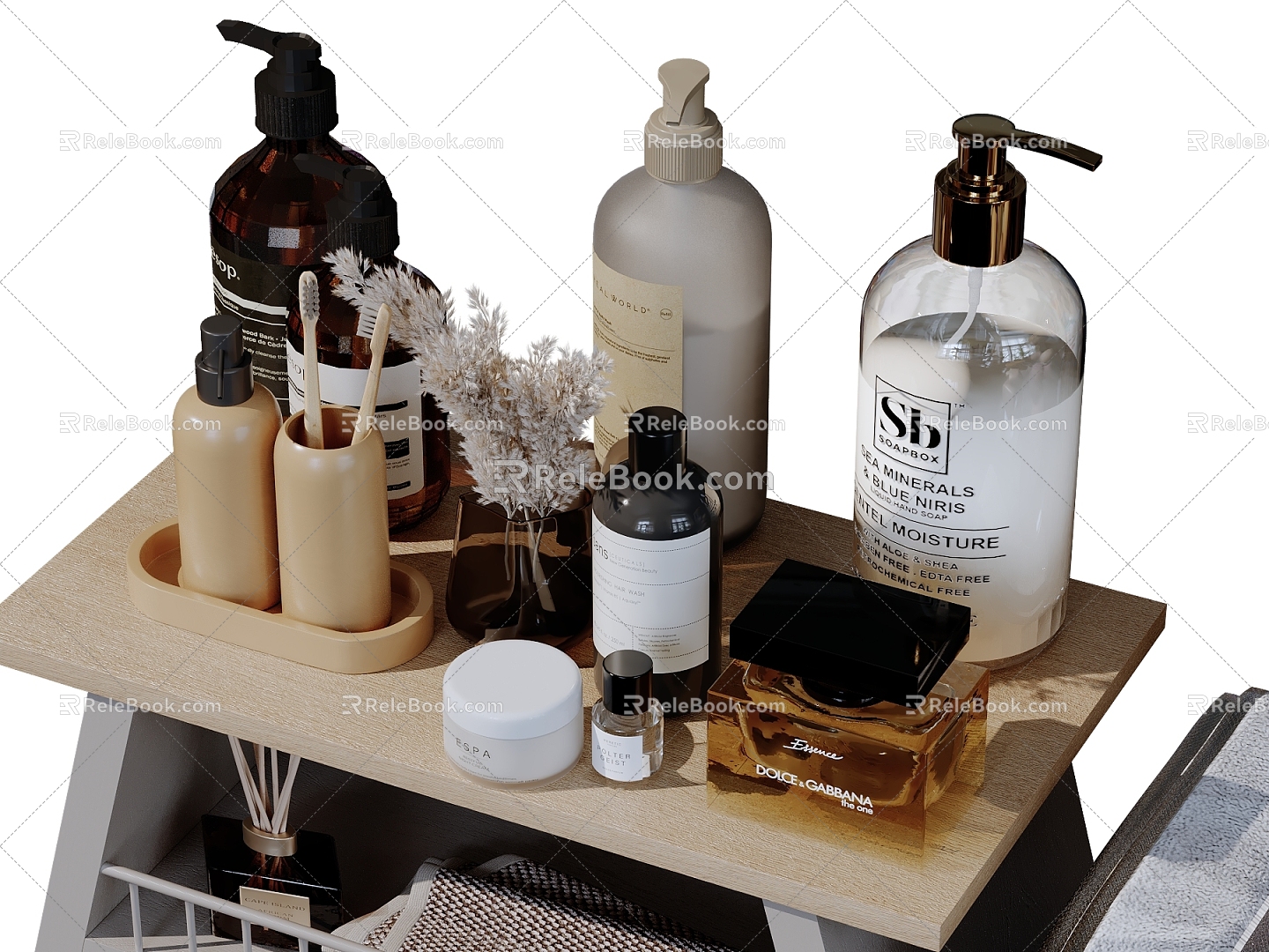 Bathroom ornaments toiletries cosmetics combination bathroom products toiletries 3d model