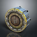 Detailed Industrial Circular Mechanical Component With Yellow Border And Inner Gears