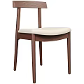 Modern Single Chair With Dark Brown Wooden Legs And Light Beige Upholstered Seat