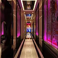 Modern KTV Lounge Interior Design With Colorful Lighting Sofas And Glass Tables