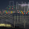 Colorful Decorative Lights With Star Shaped Bunting And String Light Designs 3d model