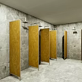 Spacious SPA Sauna Interior With Wooden Partitions And Gray Marble Walls