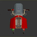 Red Classic Motorcycle With Brown Leather Seat Gold Accents And Windshield Design