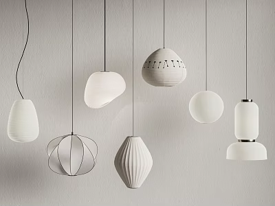 Modern Pendant Lights With Various Contemporary Designs And White Shapes 3d model