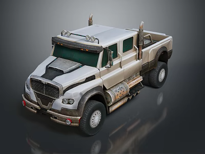 Rugged Heavy Duty Truck With Silver Gold Finish Bold Grille And Roof Lights 3d model