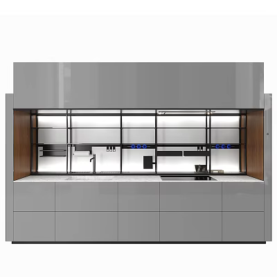 Modern Kitchen Interior Design With Sleek Cabinets Island Counter And Lighting 3d model