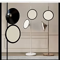Modern Minimalist Floor Lamps With Round Black Metallic Shades Light Wall Background