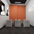 Modern Hair Salon Interior With Orange Wall Mirrors Black Chairs Pictures And Lighting